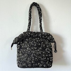 Black and Silver Beaded Crinkle Texture Purse Shoulder Bag Satchel Y2K 90s
